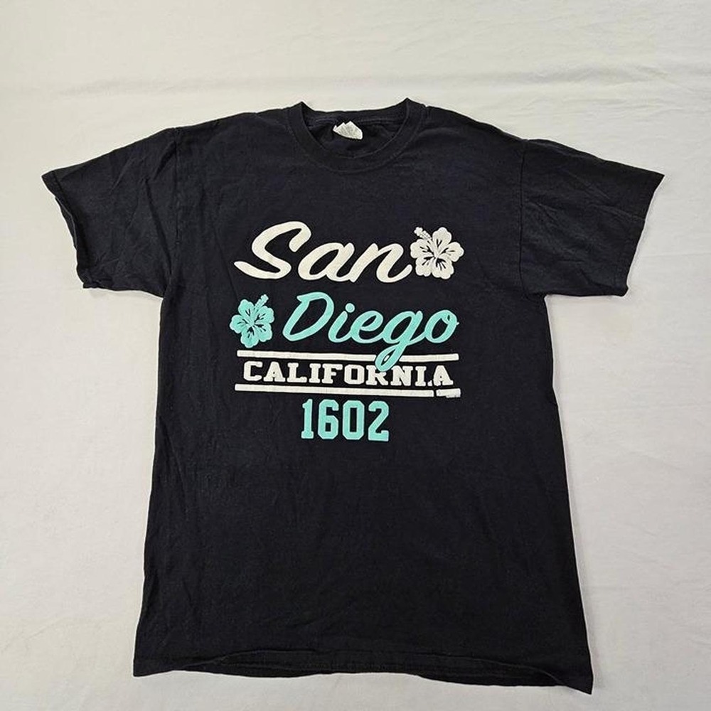 San Diego CA 1602 Black Short Sleeve Cotton T-Shirt Men's M